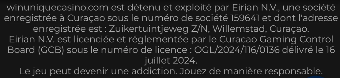 unique casino licence